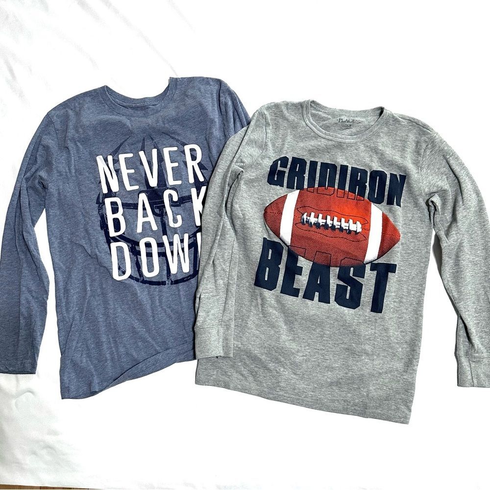 The Children’s Place Boys XXL Set of 2 long sleeved tees football theme 640B7